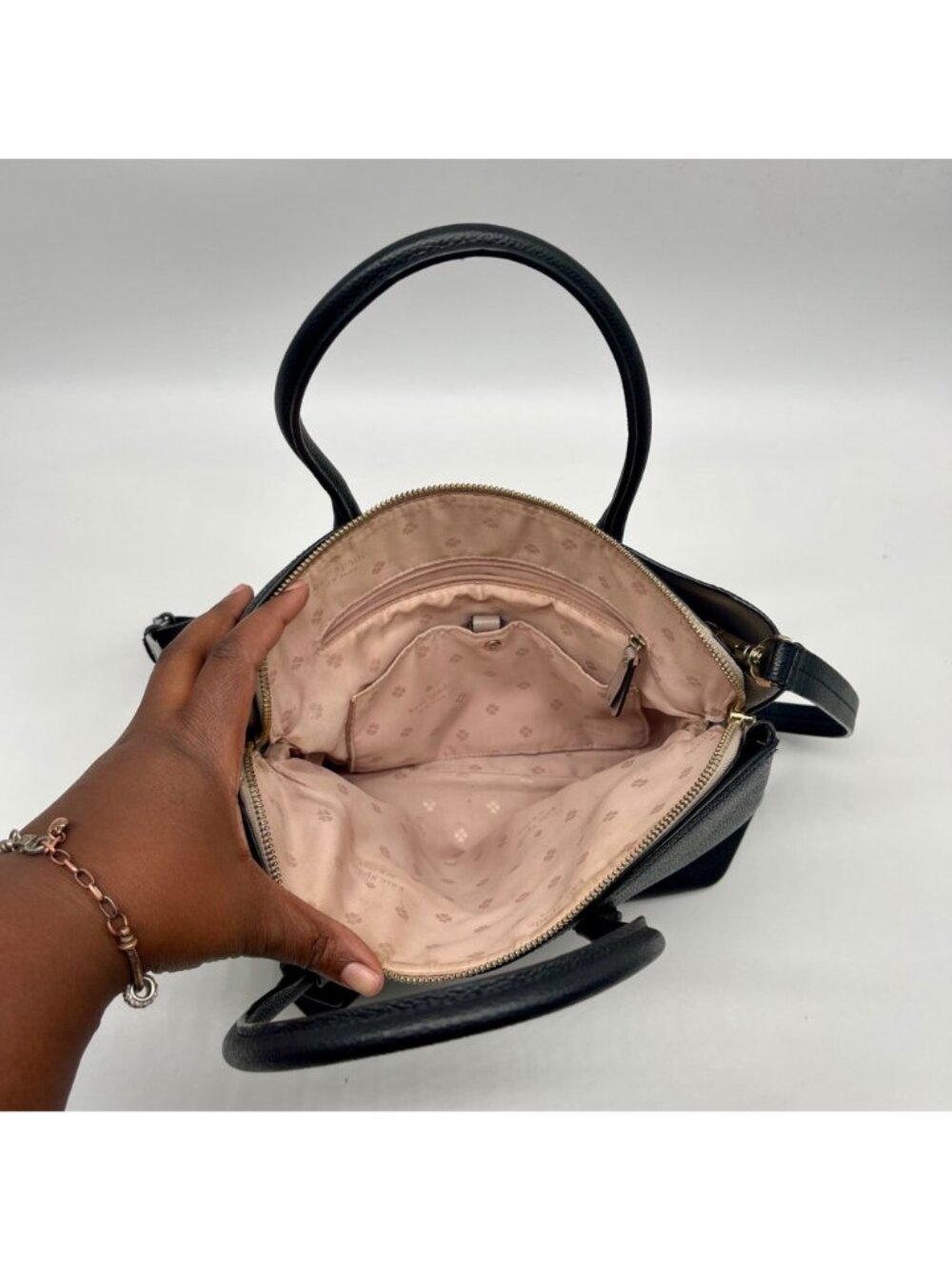 Kate Spade Black Pebbled Leather Margaux Satchel Bag - Picture 10 of 11